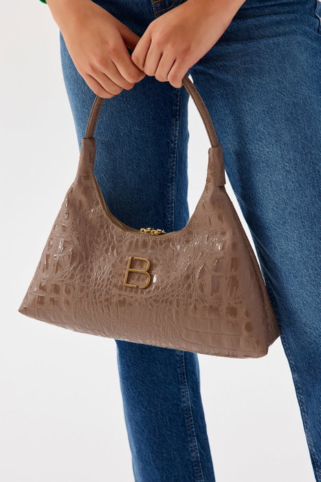 Lucky Bees Bandolera Croco Mink en Visón